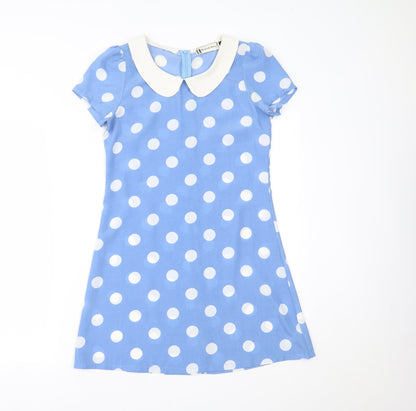 Hearts & Bows Womens Blue Polka Dot  Fit & Flare  Size 6