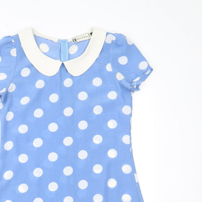 Hearts & Bows Womens Blue Polka Dot  Fit & Flare  Size 6
