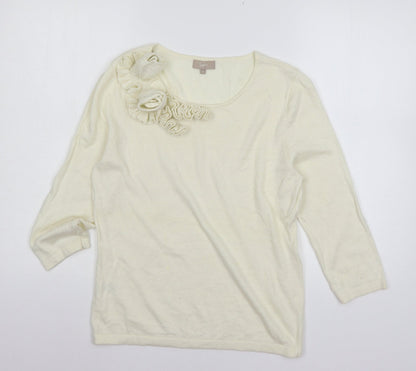 Soon Womens Ivory  Knit Pullover Jumper Size 14