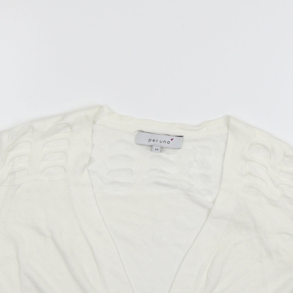 Womens UK Size 14 Per Una White Shrug Jumper