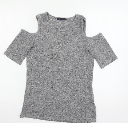Womens UK Size 10 MArks Grey Basic T-Shirt