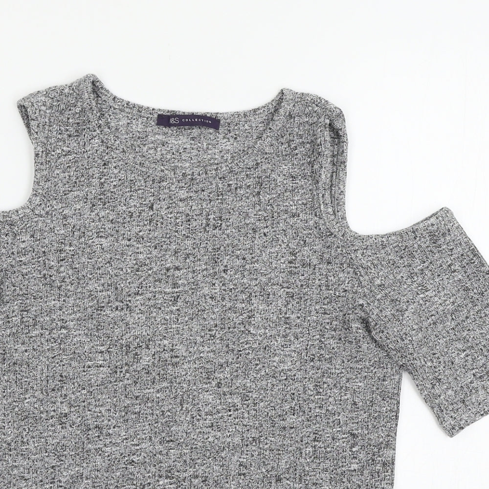 Womens UK Size 10 MArks Grey Basic T-Shirt