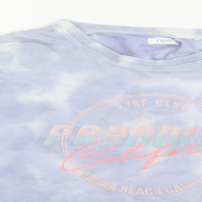 NEXT Girls Blue Geometric Jersey Pullover Sweatshirt Size 11 Years  - Tie Dye