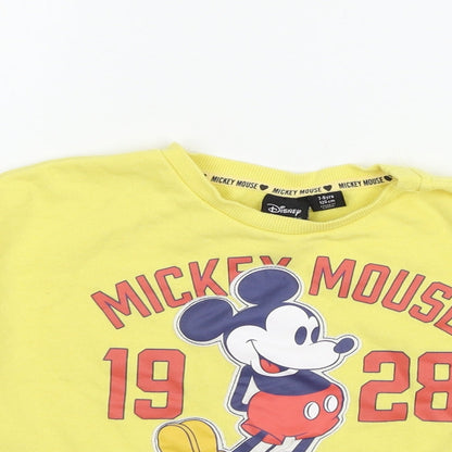 Disney Girls Yellow  Jersey Pullover Sweatshirt Size 7-8 Years  - Mickey Mouse