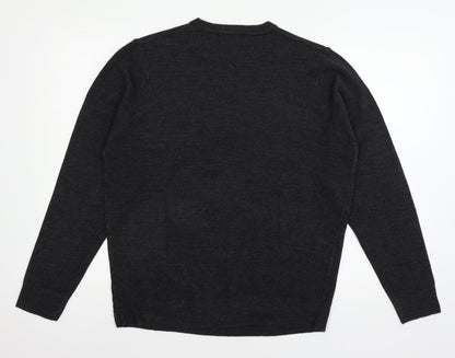 Hudson Har Mens Grey  Knit Pullover Jumper Size M
