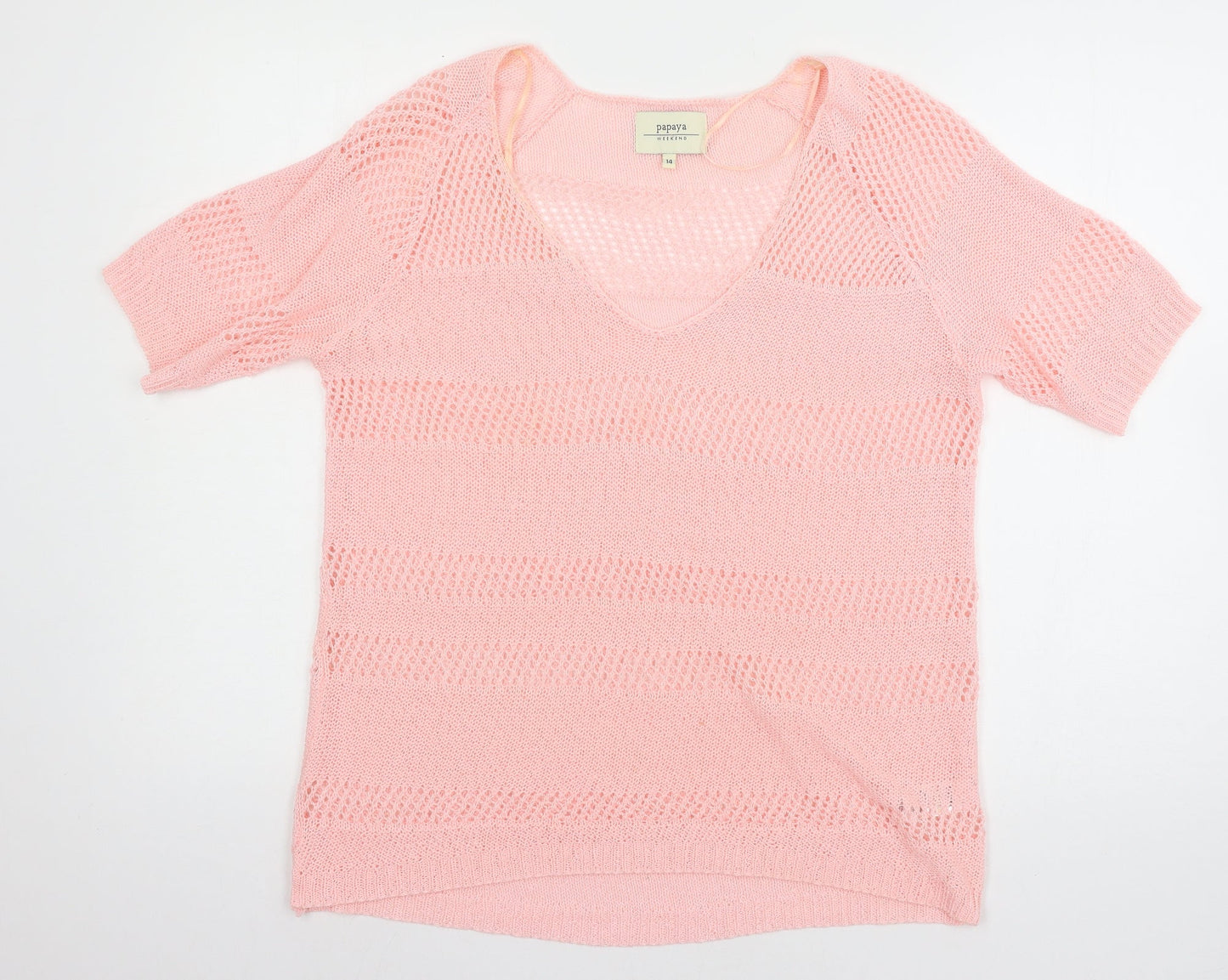 Womens UK Size 14 Papaya Pink Pullover Jumper