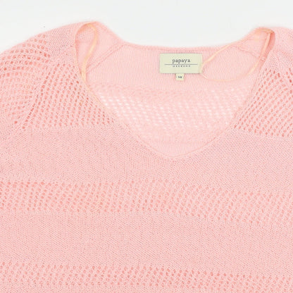 Womens UK Size 14 Papaya Pink Pullover Jumper