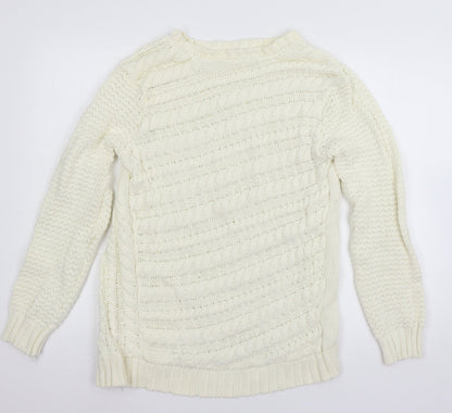 Cotton Trad Womens White  Knit Pullover Jumper Size 12