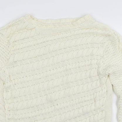 Cotton Trad Womens White  Knit Pullover Jumper Size 12