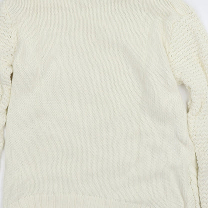 Cotton Trad Womens White  Knit Pullover Jumper Size 12