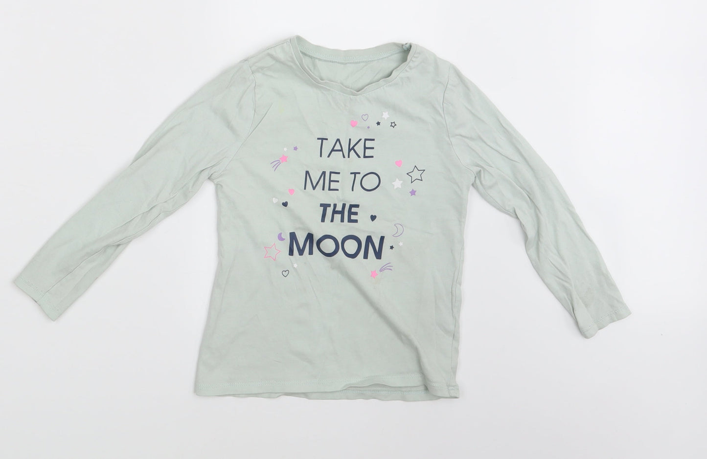 George Girls Blue   Basic T-Shirt Size 4-5 Years  - Take me to the Moon