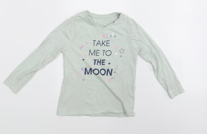 George Girls Blue   Basic T-Shirt Size 4-5 Years  - Take me to the Moon