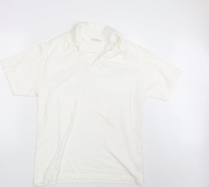 M&S Mens Ivory Batik   Polo Size M