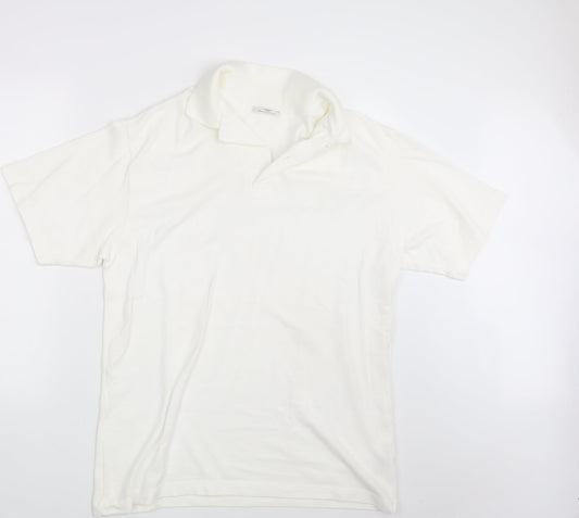 M&S Mens Ivory Batik   Polo Size M