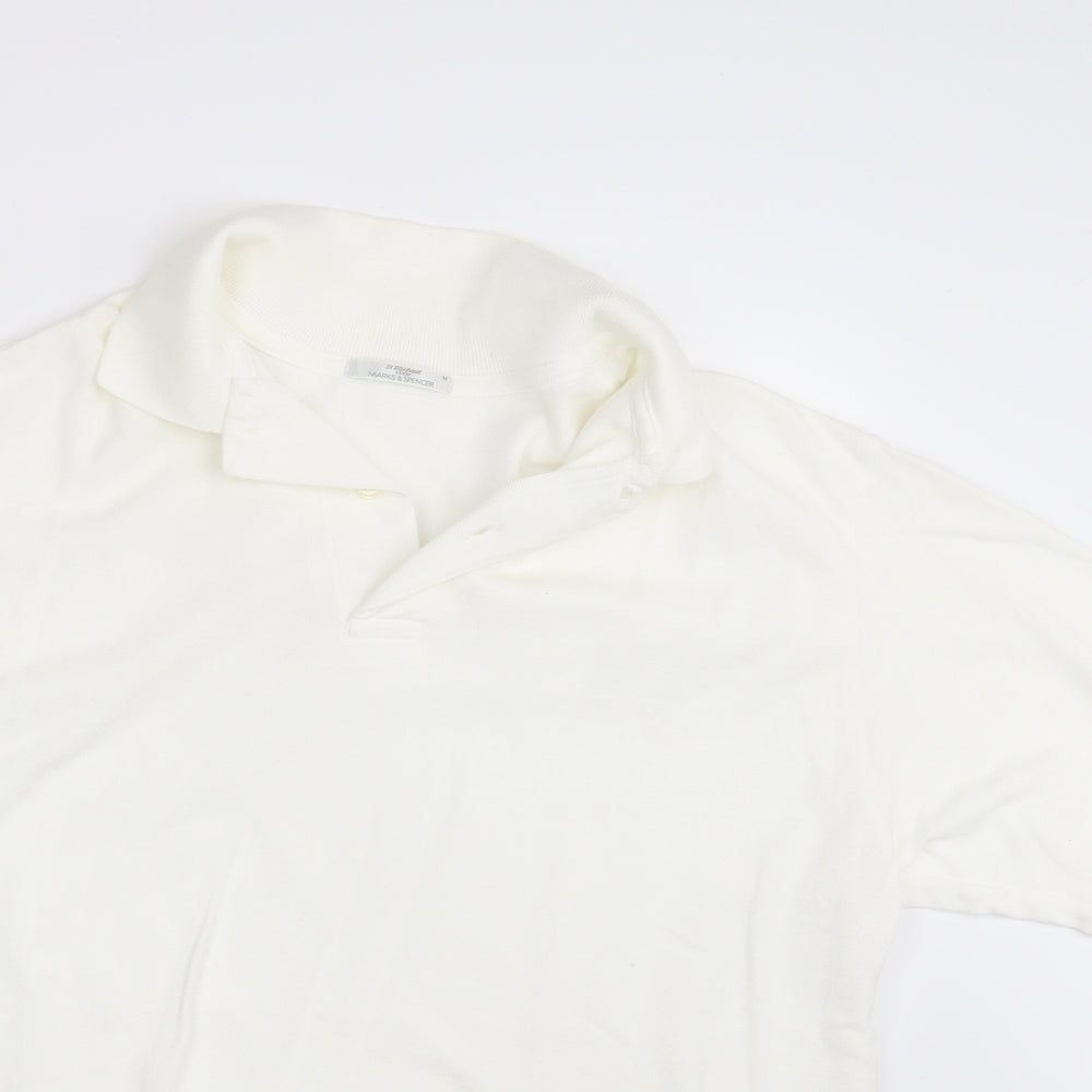 M&S Mens Ivory Batik   Polo Size M