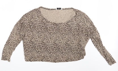 F&F Womens Brown Animal Print  Basic T-Shirt Size 14