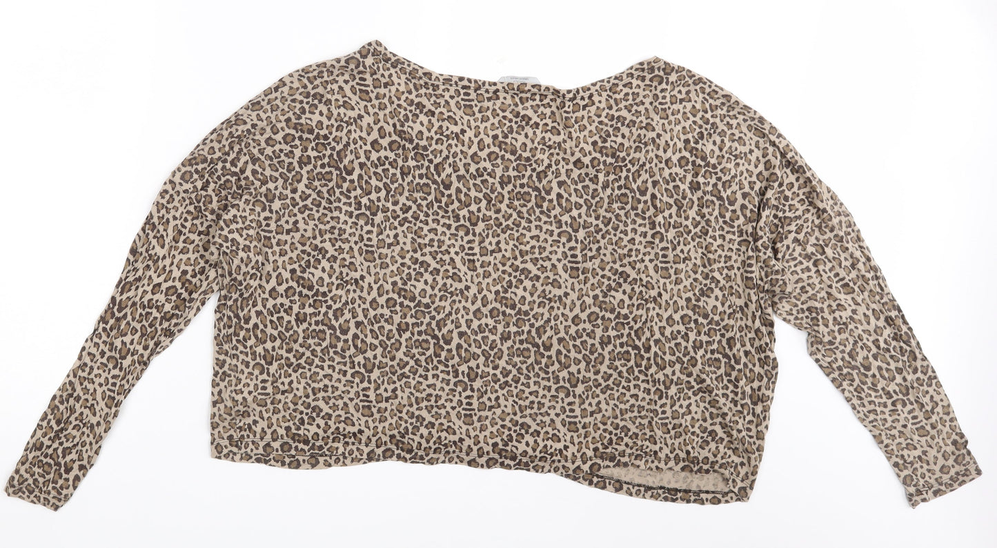 F&F Womens Brown Animal Print  Basic T-Shirt Size 14