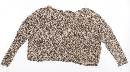 F&F Womens Brown Animal Print  Basic T-Shirt Size 14