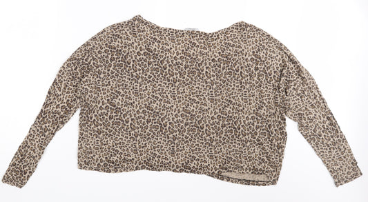 F&F Womens Brown Animal Print  Basic T-Shirt Size 14