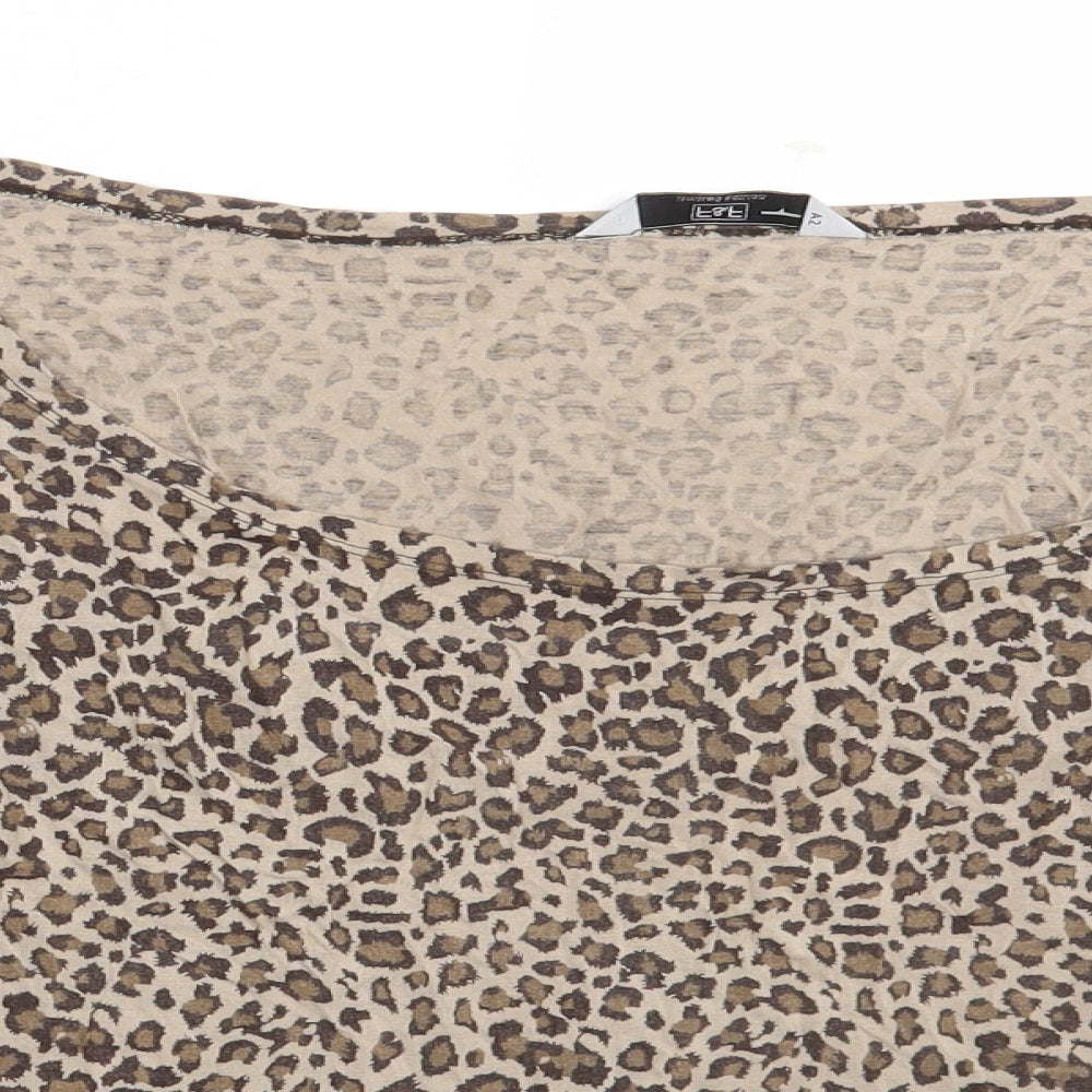 F&F Womens Brown Animal Print  Basic T-Shirt Size 14