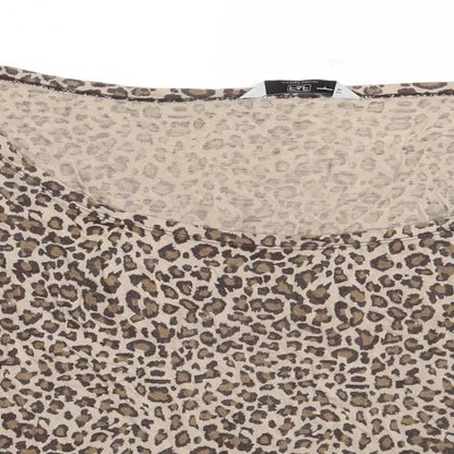 F&F Womens Brown Animal Print  Basic T-Shirt Size 14