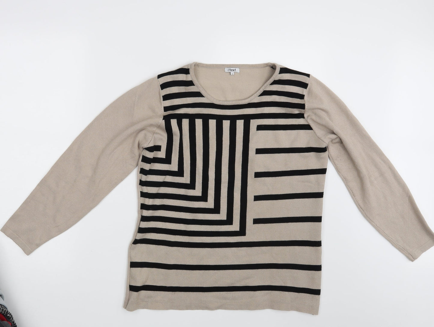 Womens UK Size L Text Beige Pullover Jumper