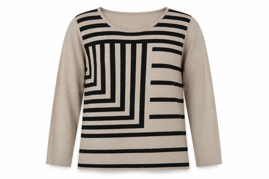Womens UK Size L Text Beige Pullover Jumper