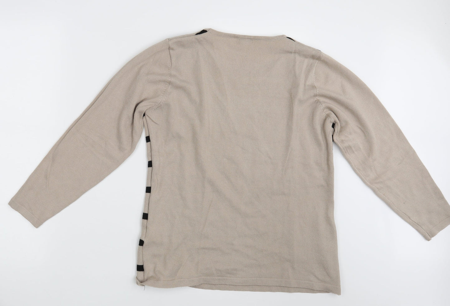 Womens UK Size L Text Beige Pullover Jumper