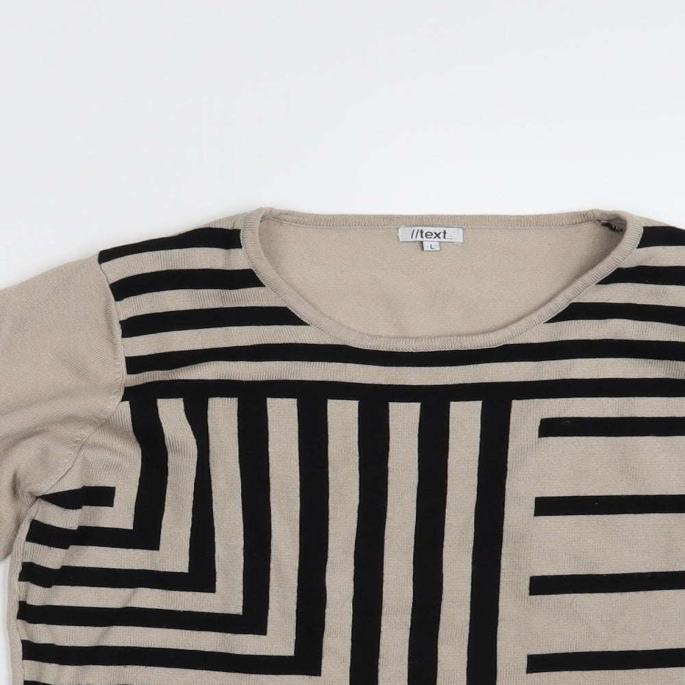 Womens UK Size L Text Beige Pullover Jumper