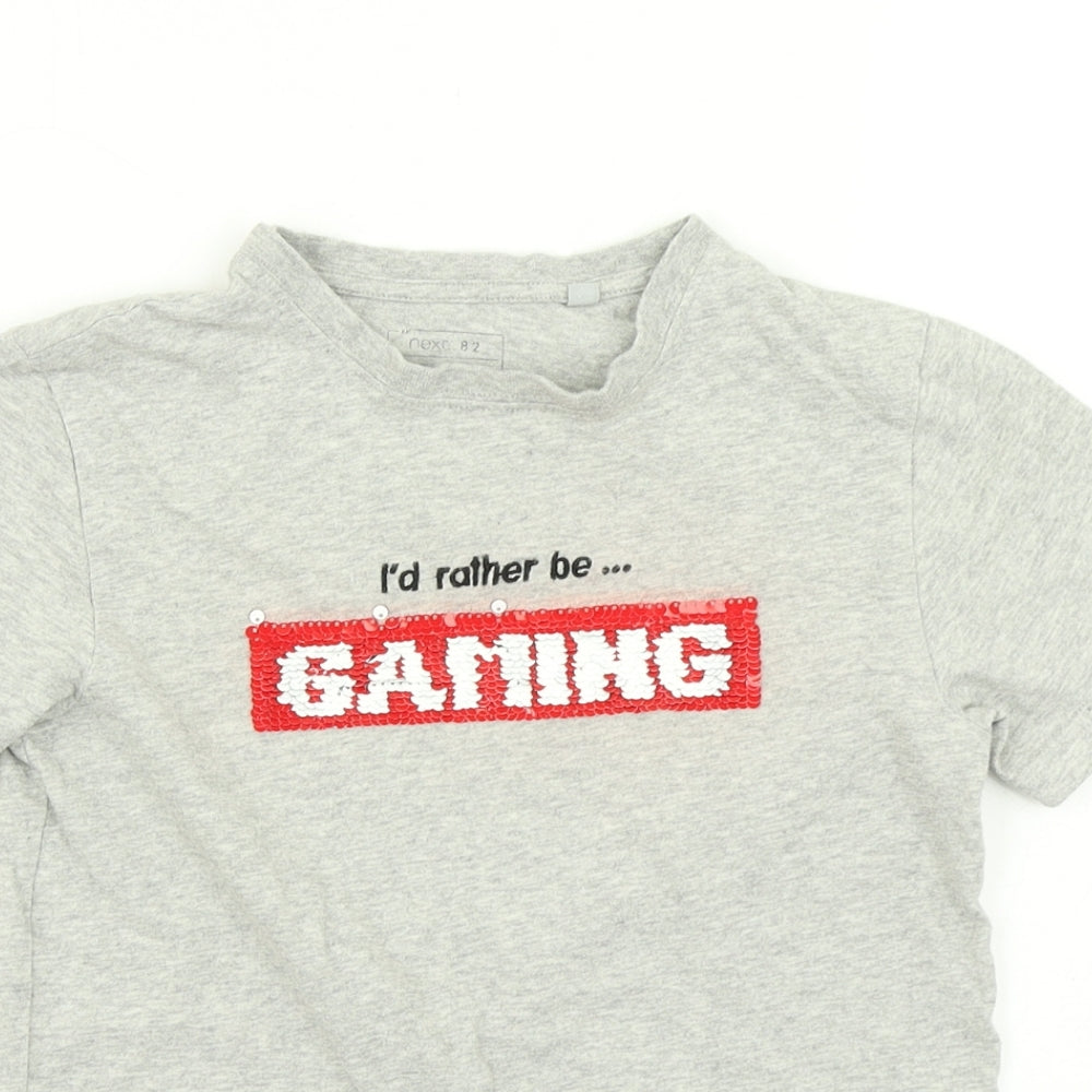 NEXT Boys Grey   Basic T-Shirt Size 8 Years  - Reversible sequins