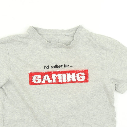 NEXT Boys Grey   Basic T-Shirt Size 8 Years  - Reversible sequins