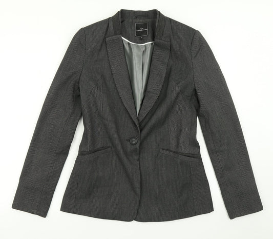 NEXT Womens Grey Striped  Jacket Blazer Size 10