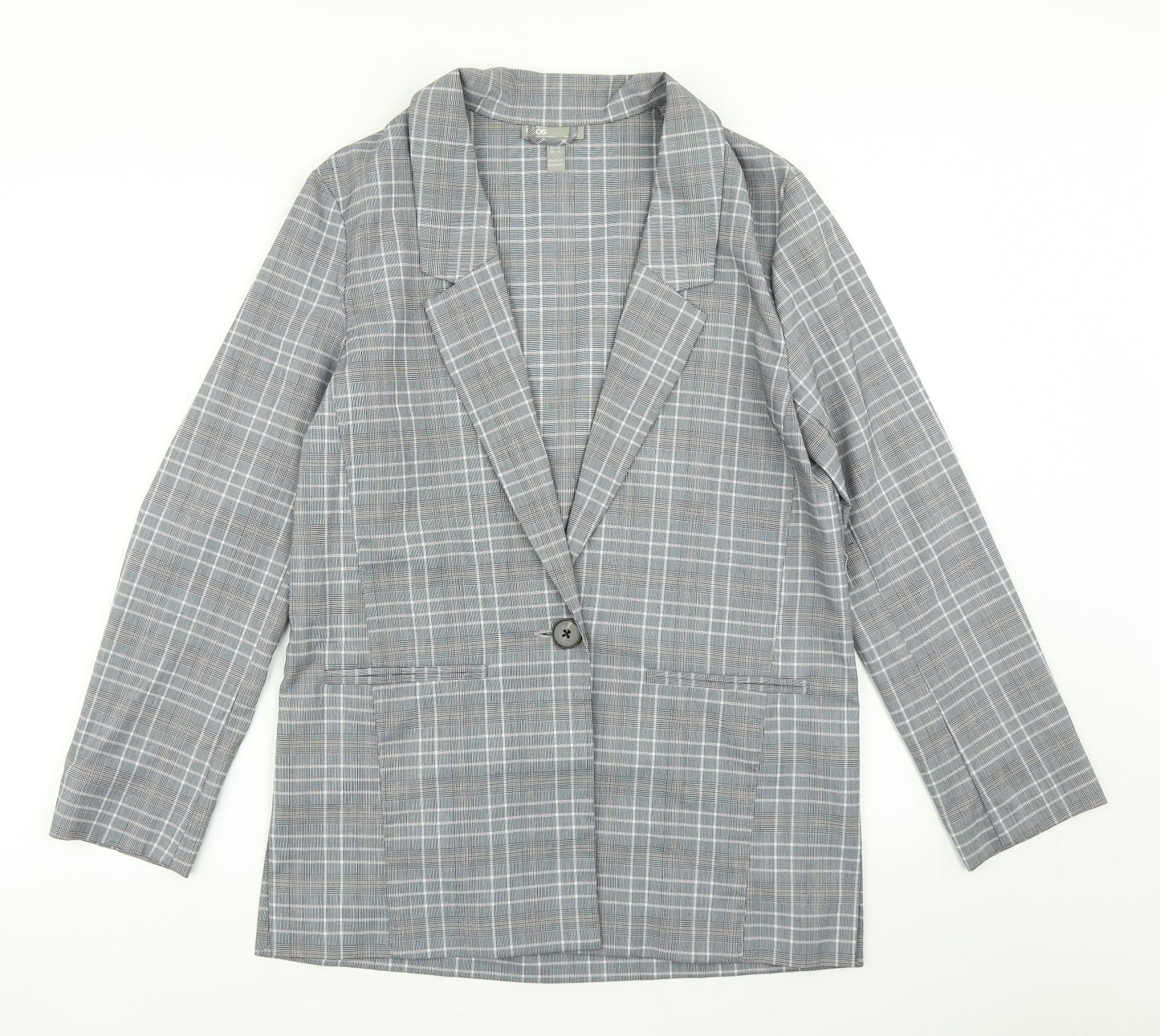 ASOS Womens Grey Plaid  Jacket Blazer Size 10