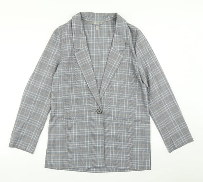 ASOS Womens Grey Plaid  Jacket Blazer Size 10