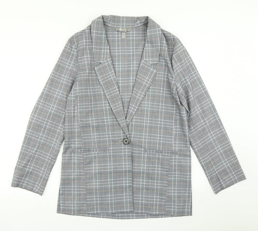 ASOS Womens Grey Plaid  Jacket Blazer Size 10