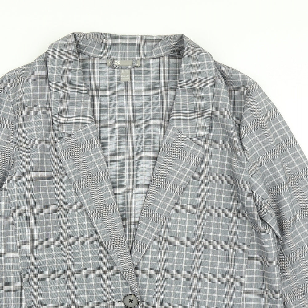 ASOS Womens Grey Plaid  Jacket Blazer Size 10