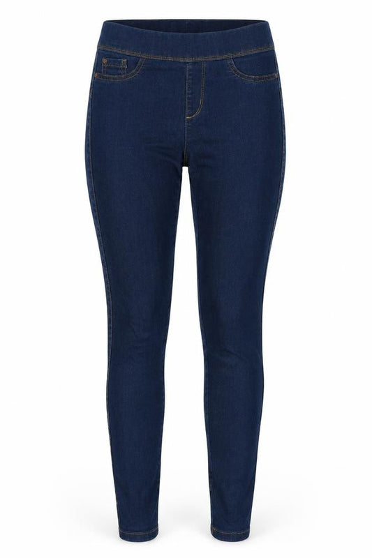 Front view of Denim Co women’s blue denim jegging jeans, size UK 8, 26-inch leg