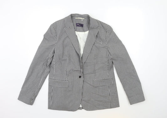 Marks and Spencer Womens Black Check  Jacket Blazer Size 14