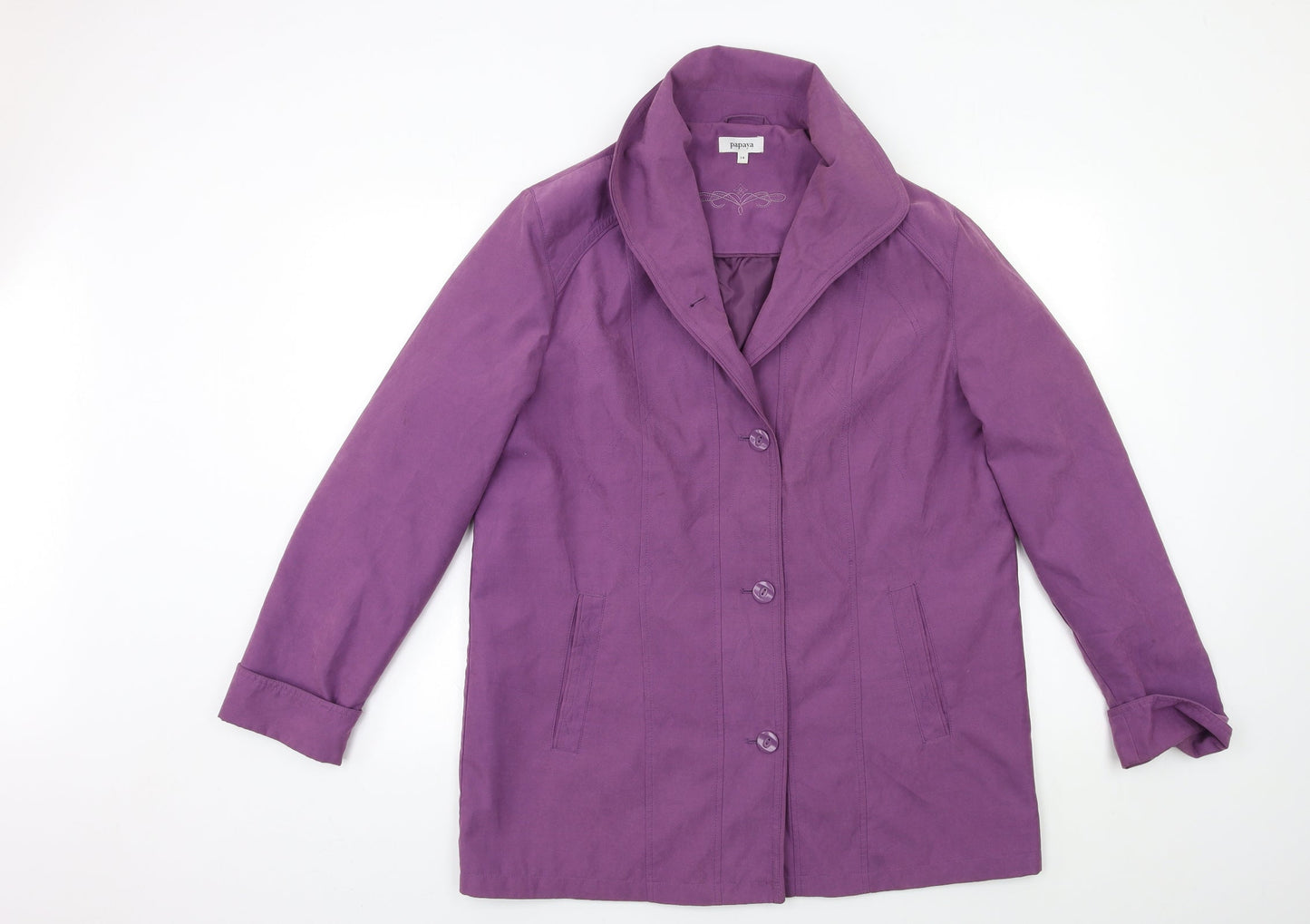 Papaya Womens Purple   Overcoat Coat Size 14