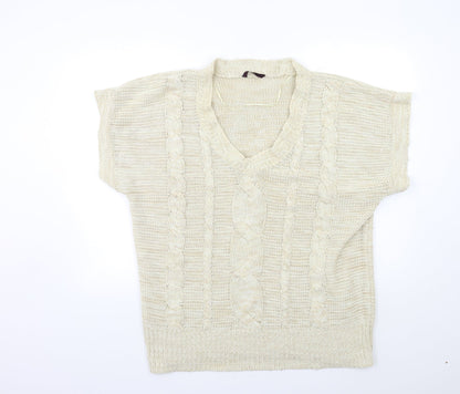 Womens UK Size 14 Evans Beige Pullover Jumper
