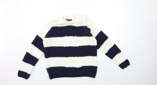 Primark Womens Blue Striped Knit Pullover Jumper Size 4