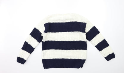 Primark Womens Blue Striped Knit Pullover Jumper Size 4