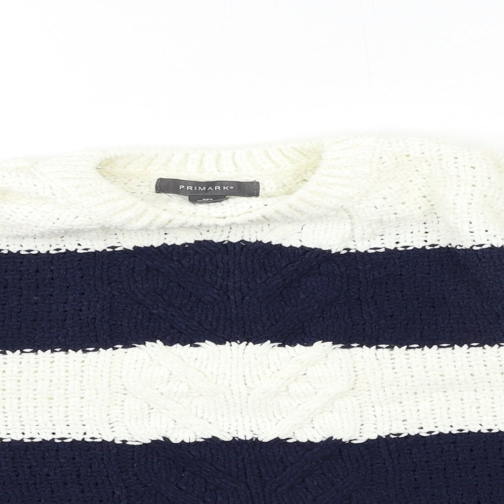 Primark Womens Blue Striped Knit Pullover Jumper Size 4