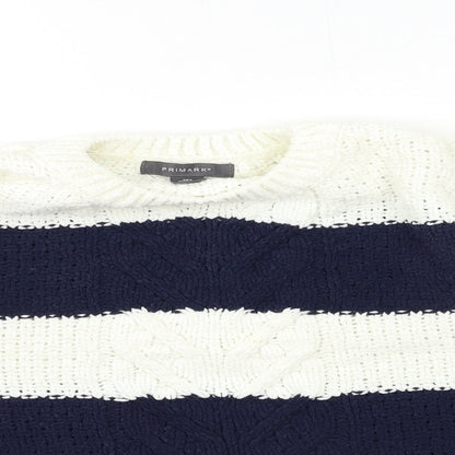 Primark Womens Blue Striped Knit Pullover Jumper Size 4