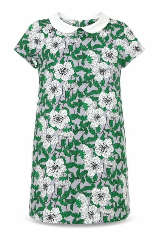 Front view of Atmosphere women’s green floral shift, size UK 8