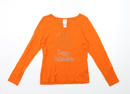 Womens UK Size S Preworn Orange Basic T-Shirt