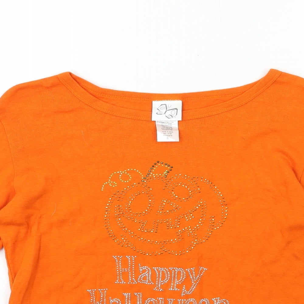 Womens UK Size S Preworn Orange Basic T-Shirt