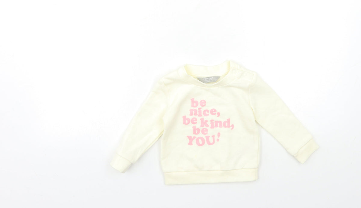 Primark Baby White   Pullover Jumper Size 6-9 Months  - BE NICE BE KIND