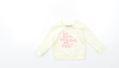 Primark Baby White   Pullover Jumper Size 6-9 Months  - BE NICE BE KIND