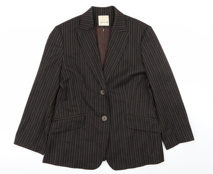 tiagu.s Womens Brown Striped  Jacket Blazer Size 14